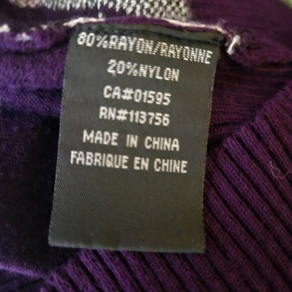 Y2K Purple Argyle Sweater Size L Cap Sleeve Fitted Office Siren Academia Preppy - Picture 11 of 11